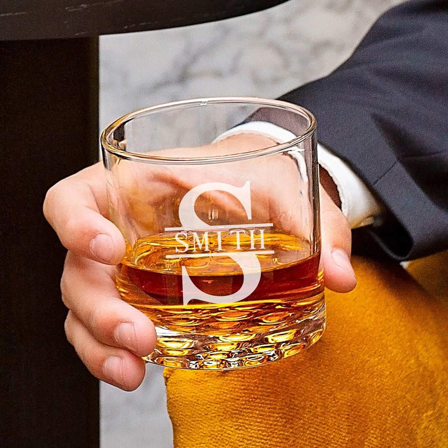 Personalized Whiskey Glasses Set of 4, Custom Engraved Bourbon Rocks Glasses, Customized Whiskey Gifts for Men by Home Wet Bar