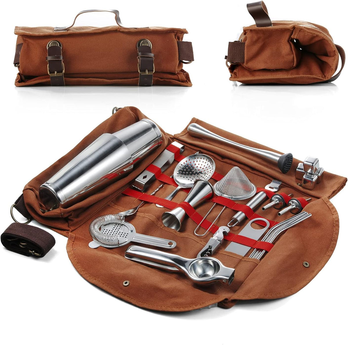 Bartender Kit Gift for New Bartender | Professional 25-Piece mixology Bartender kit with Portable Travel Kit Bag | Bar Set Cocktail Shaker Set for Home Cocktail Making, Work, Parties, Camping - 24
