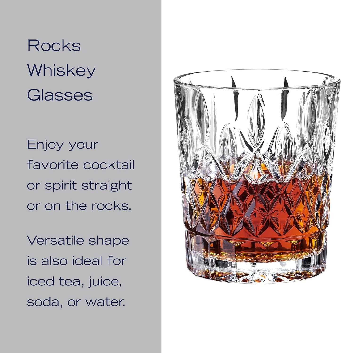 Mikasa Harding Double Old Fashioned Rocks Whiskey, Set of 4