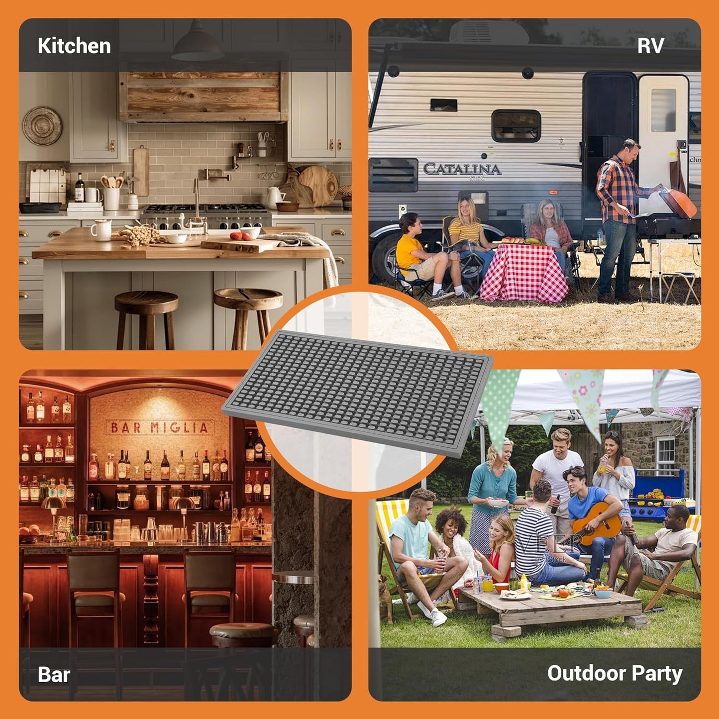 ZJWZLG Bar Mat Small - 5.9" x 11.8" (2Pcs) Bar Mats for Countertop, Bar Spill Mat for Bartending,Bartender kit and bar Accessories, Non-Slip Bar Mat for Counter (Gray).