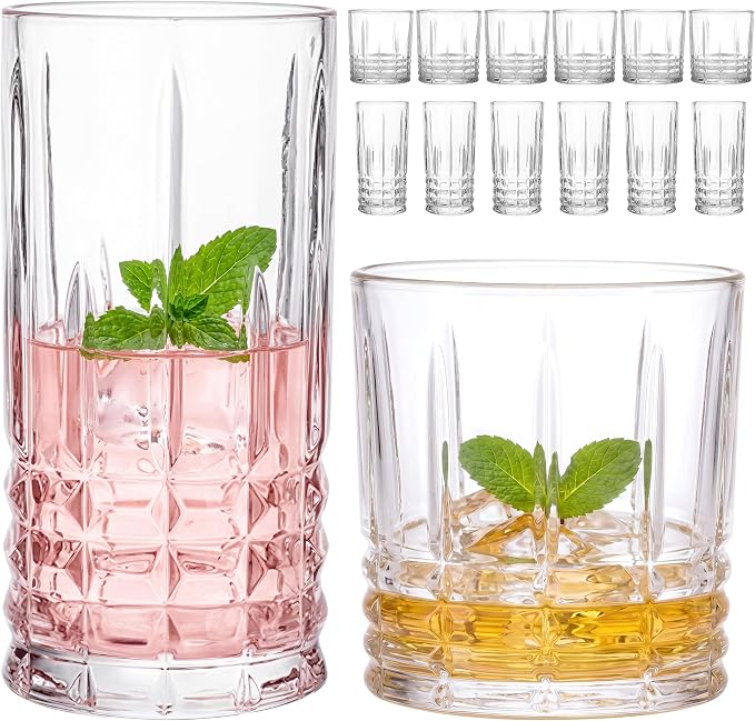 Moretoes Vintage Hobnail Drinking Glasses Set of 12 - B0G51GRDQV