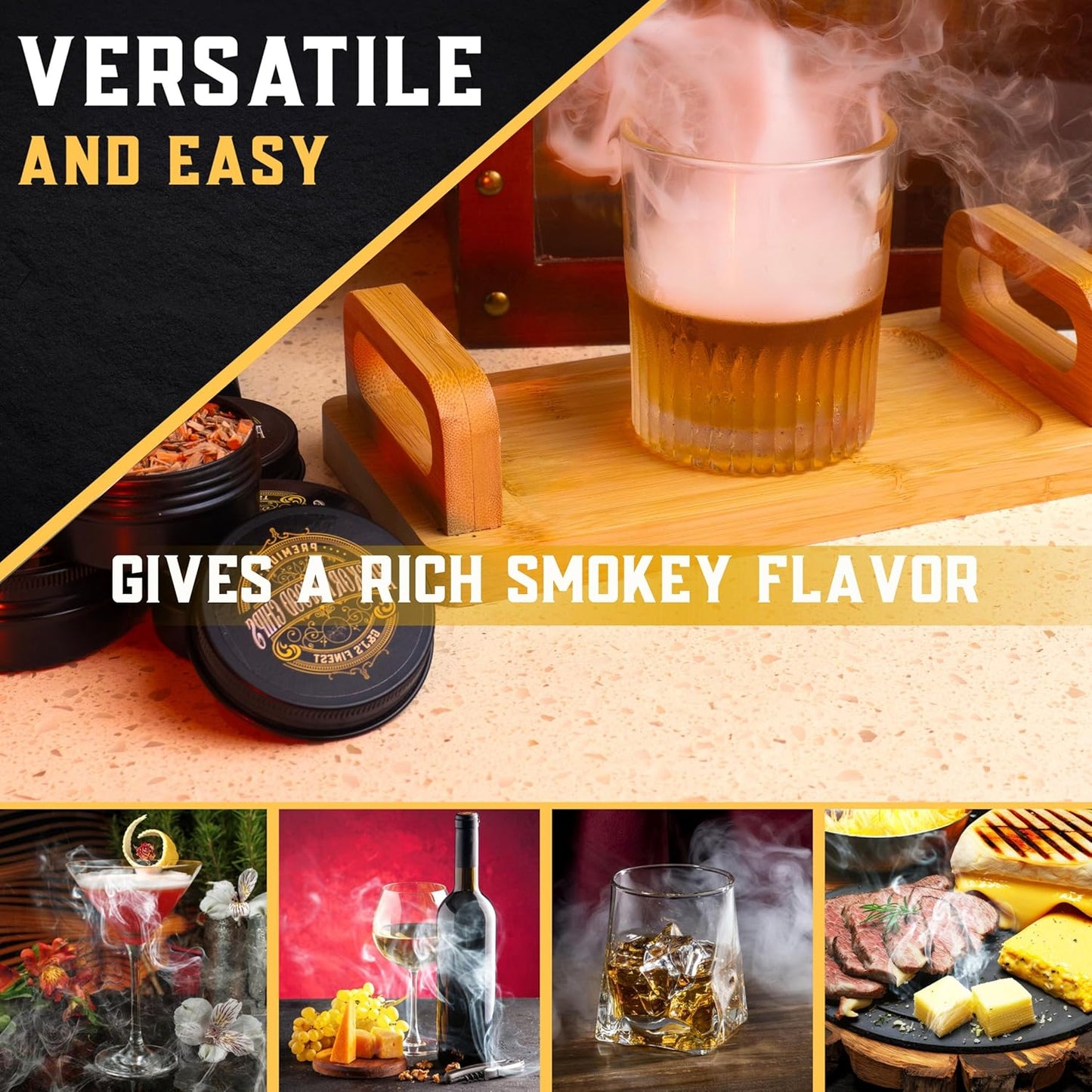 12 Wood chips for Cocktail Smoker/Smoke Gun| Woodchips for Smoking Whiskey/Bourbon/Old Fashioned| Cherry, Apple, Oak, Hickory, Cinnamon, Ginger, Orange Peel, Cloves, Alder, Peach, Rosemary, Mesquite