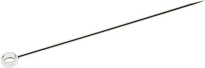 Barfly Cocktail Picks, Grooved, Gold Plated, Set 12, 4.5" - Stainless Steel Circle Top