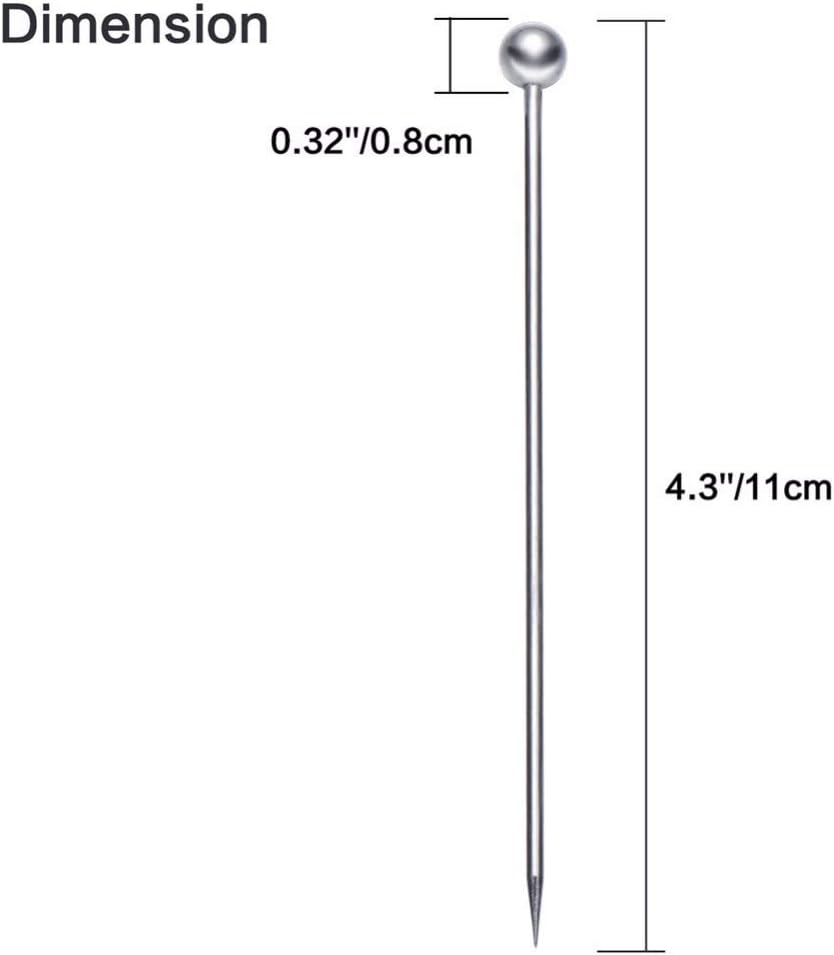 50 Pieces Stainless Steel Cocktail Picks Metal Martini Picks 4.3 inch