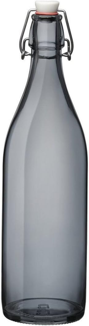 Bormioli Rocco Giara Glass Bottle with Airtight Clamp Lid, 33.75 oz - BPA-Free Bottle for Infused Drinks, Juices, Dressings, Decorative Glass Storage, Leakproof Glassware - Made in Italy (Clear)