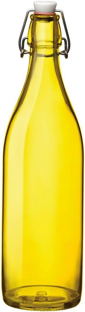 Bormioli Rocco Giara Glass Bottle with Airtight Clamp Lid, 33.75 oz - BPA-Free Bottle for Infused Drinks, Juices, Dressings, Decorative Glass Storage, Leakproof Glassware - Made in Italy (Clear)