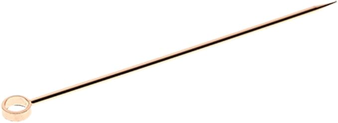 Barfly Cocktail Picks, Grooved, Gold Plated, Set 12, 4.5" - Copper Circle Top