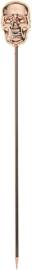 Barfly Cocktail Picks, Grooved, Gold Plated, Set 12, 4.5" - Copper Skull Top