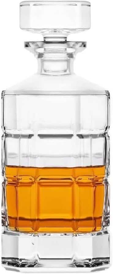 Lily's Home 27 oz Glass Whiskey Decanter with Stopper - Leak-Resistant Design for Bourbon, Scotch & Wine - Home Bar Accessories with Polished Finish