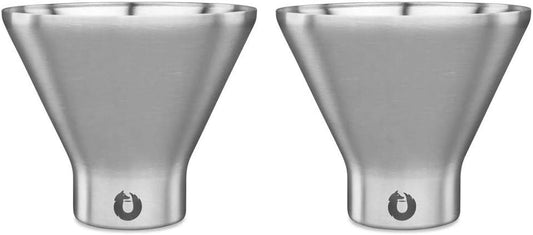 SNOWFOX Insulated Stemless Martini Glasses, Vacuum Insulated Stainless Steel for Cold Drinks, Cocktail Glasses for Espresso Martinis, Set of 2, Margarita Glasses, Bar Accessories, 8 oz