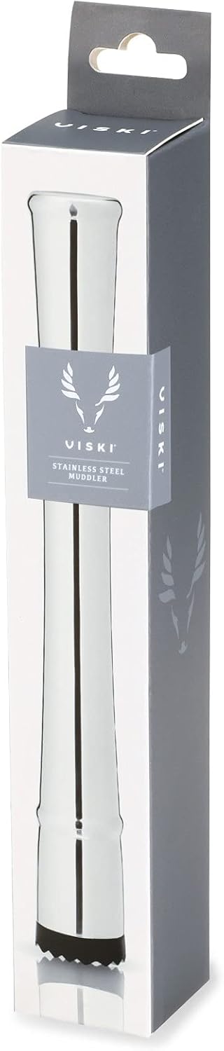 Viski Stainless Steel Muddler, Essential Bar Tools & Accessories, Craft Cocktail Accessories, 7.8″