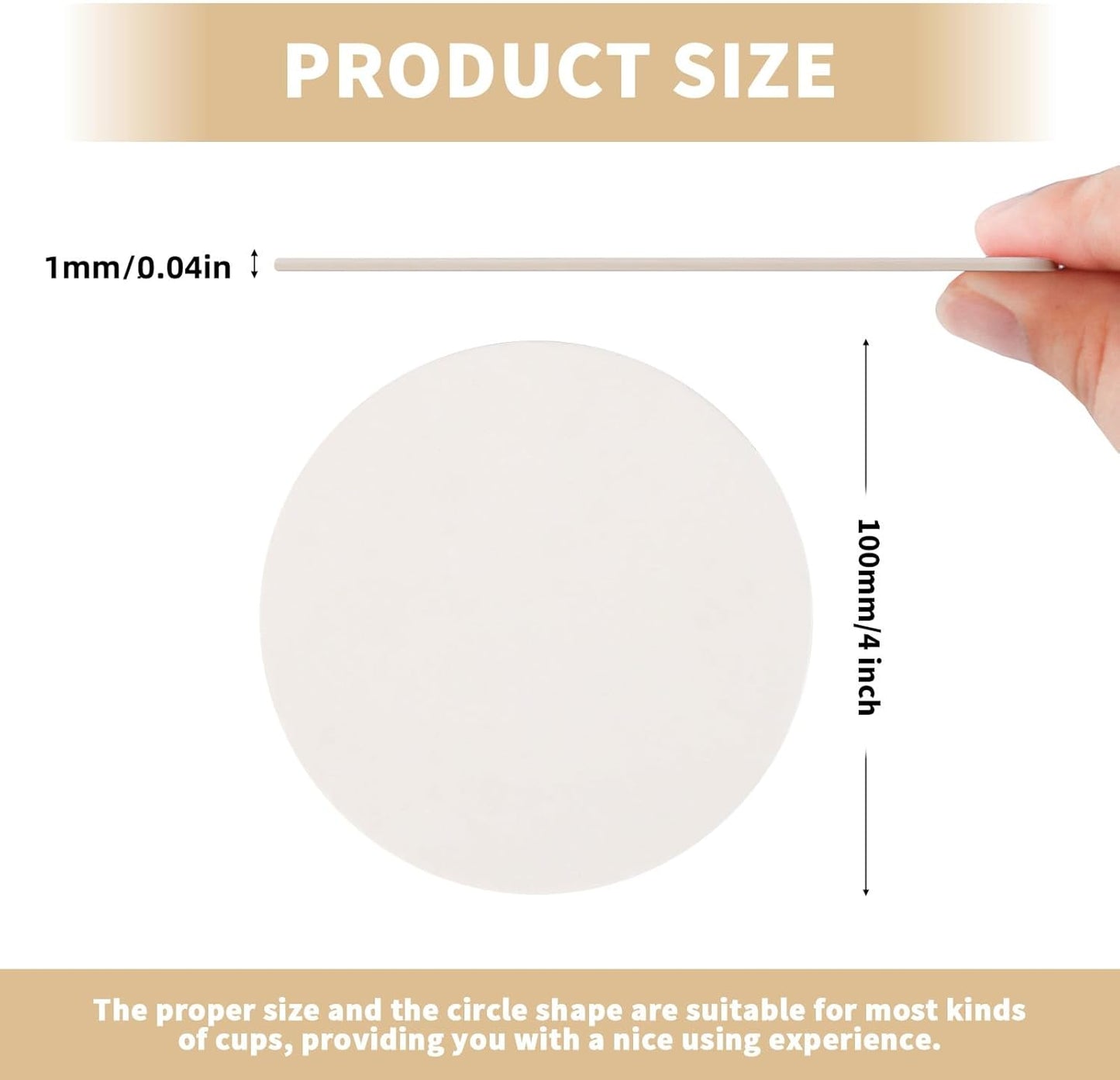 50 Pcs Paper Coasters （1MM）, 4 Inch Disposable Round White Cardboard Coasters for Weddings Parties Catering Bars DIY Crafts