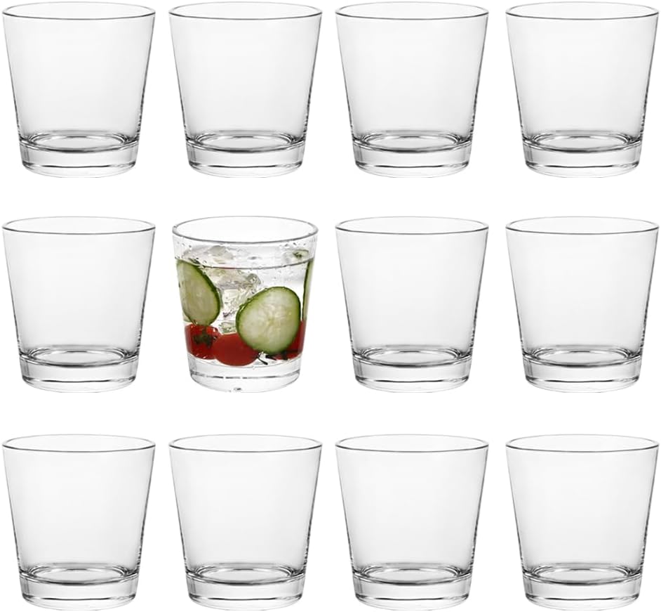 9oz Lowball Glasses, 12pc Glass Sets - Lead-Free Crystal Drinking Glasses for Water, Mojito, Tom Collins - Premium Bar Glassware & Cocktail Glass Set (12, Small)