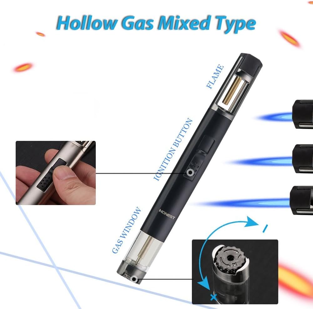 HONEST Metal Lighters Butane Refillable Single Jet Flame lighter shipped without gas (Purple)