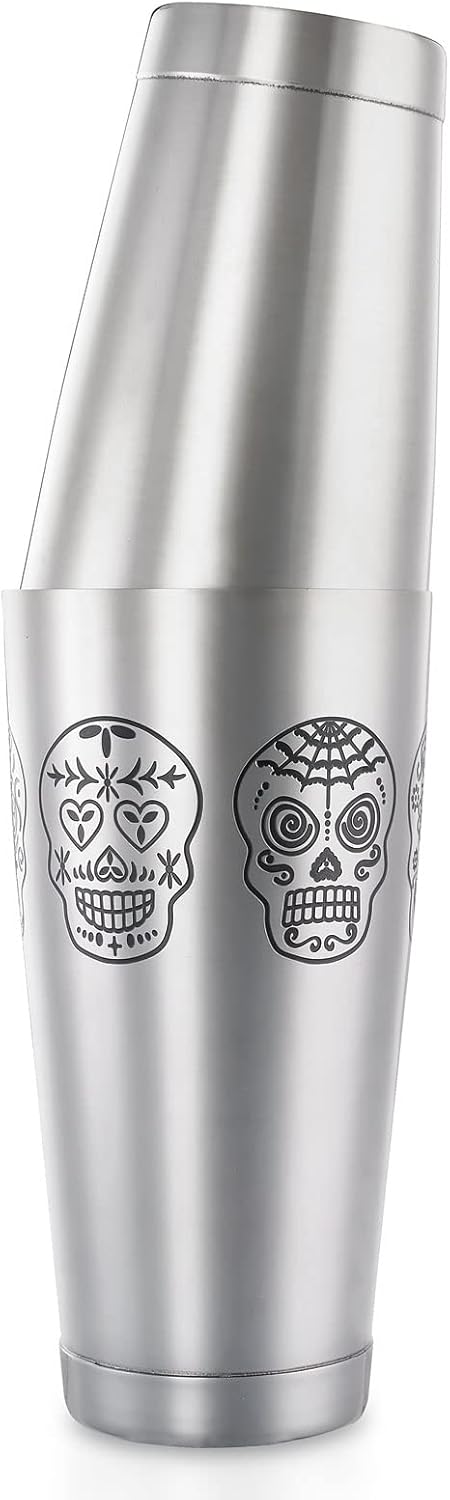 Barfly Skull Cocktail Shaker Tin Set (18 oz and 28 oz),Stainless Steel, Skull,M37009SKU