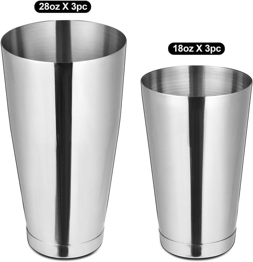 Etens Bulk Commercial Cocktail Shakers 6pc Set, Professional Boston Shakers, Weighted Cocktail Shaker Tins for Bartending - Stainless Steel Bar Shaker Set for Restaurants & Bars - Silver