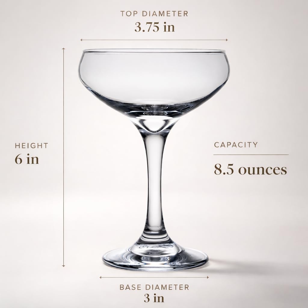 HISTORY COMPANY The 1930 Literary Round Table Cocktail Coupe – Algonquin-Inspired 2-Piece Set for Craft Cocktails & Champagne (Gift Box Collection)