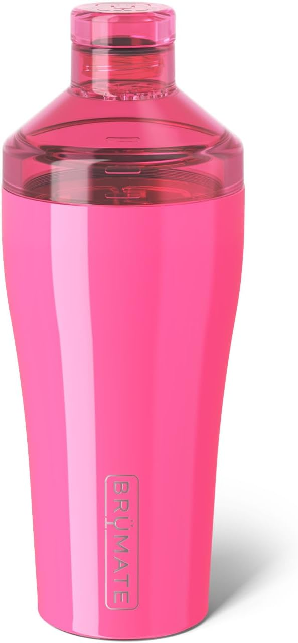 BrueMate Cocktail Shaker 22oz Stainless Steel Shaker, Nightfall Blue - Neon Pink