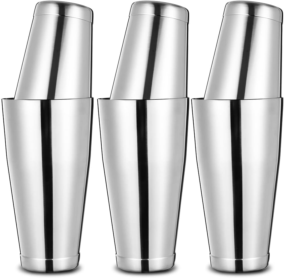 Etens Bulk Commercial Cocktail Shakers 6pc Set, Professional Boston Shakers, Weighted Cocktail Shaker Tins for Bartending - Stainless Steel Bar Shaker Set for Restaurants & Bars - Silver