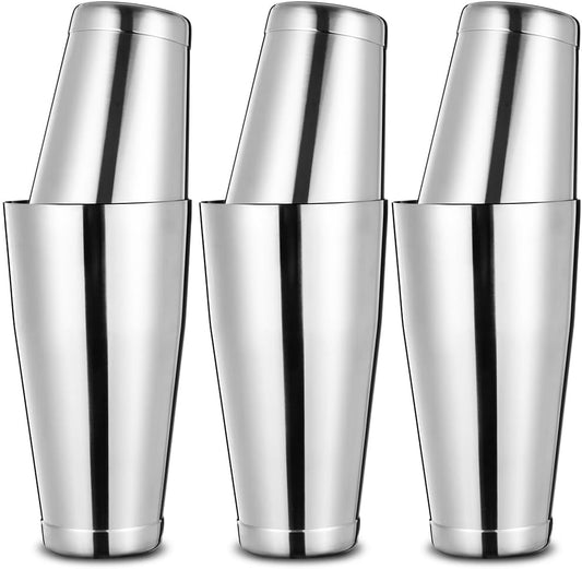Etens Bulk Commercial Cocktail Shakers 6pc Set, Professional Boston Shakers, Weighted Cocktail Shaker Tins for Bartending - Stainless Steel Bar Shaker Set for Restaurants & Bars - Silver