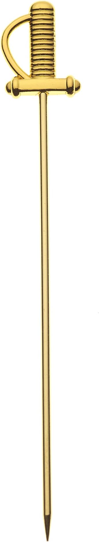 Barfly Cocktail Picks, Grooved, Gold Plated, Set 12, 4.5" - Gold Sword Top