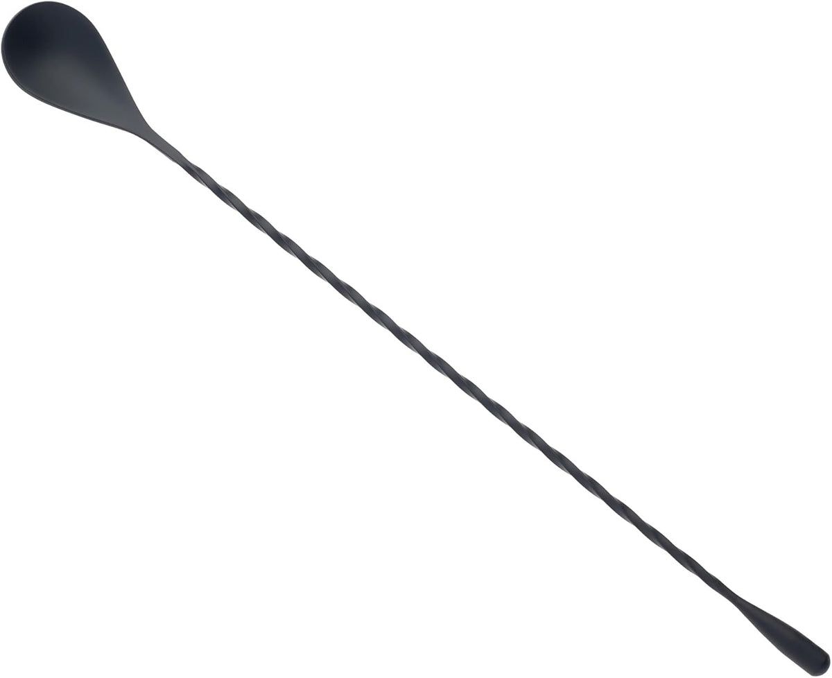 Barfly Muddle Bar Spoon, Muddler 11 13/16" (30 cm), Stainless Steel - Matte Black / Teardrop End 11 13/16" (30 cm)