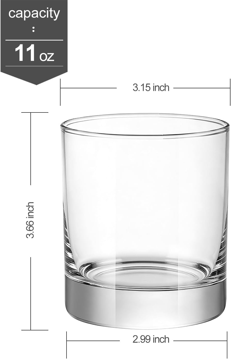 LUXU Whiskey Glasses-Premium 11 OZ Scotch Glass Set of 6 /Old Fashioned Whiskey Glasses/Style Glassware for Bourbon/Rum glass,Clear