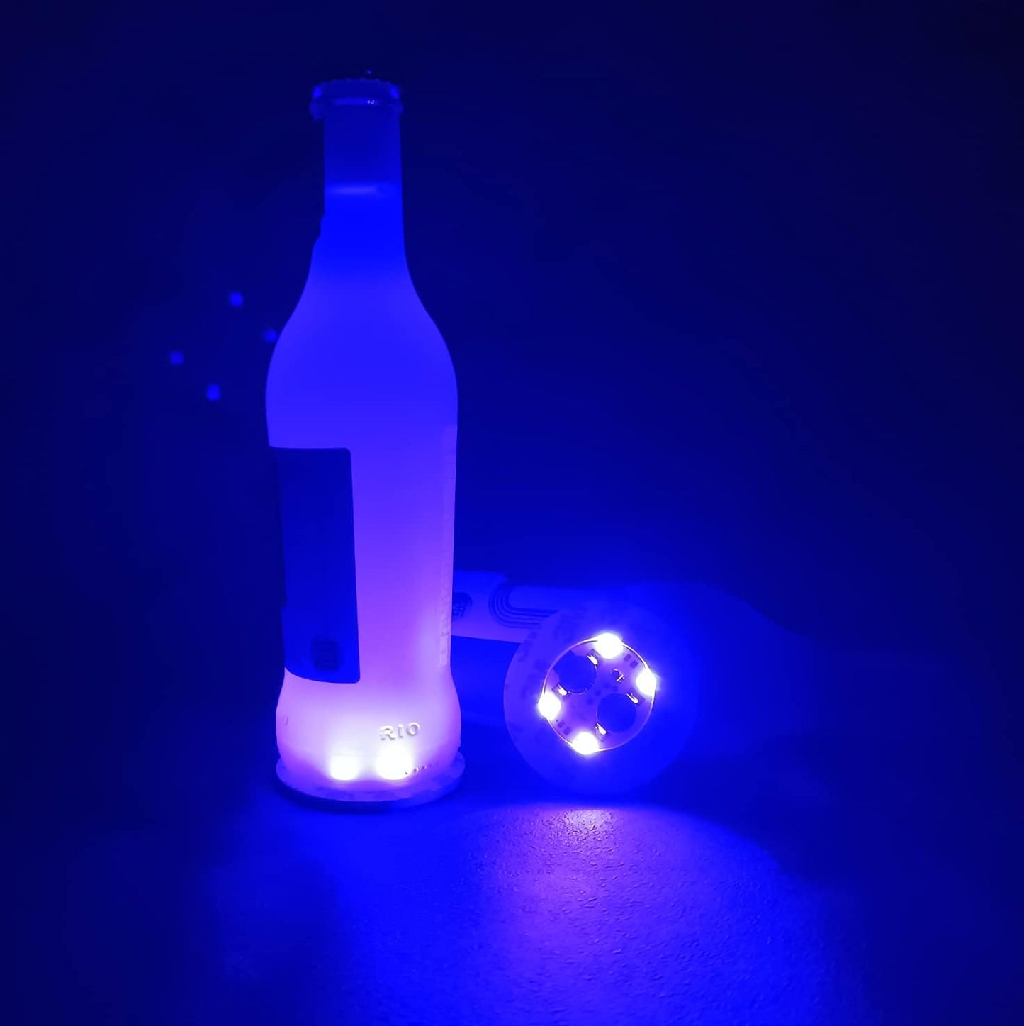 HANCIRCLE LED Coaster Blue,12 Pack Light Up Coasters,LED Sticker Lights,Wine Bottle Lights,for Drinks,Bar Accessories,Party,Wedding