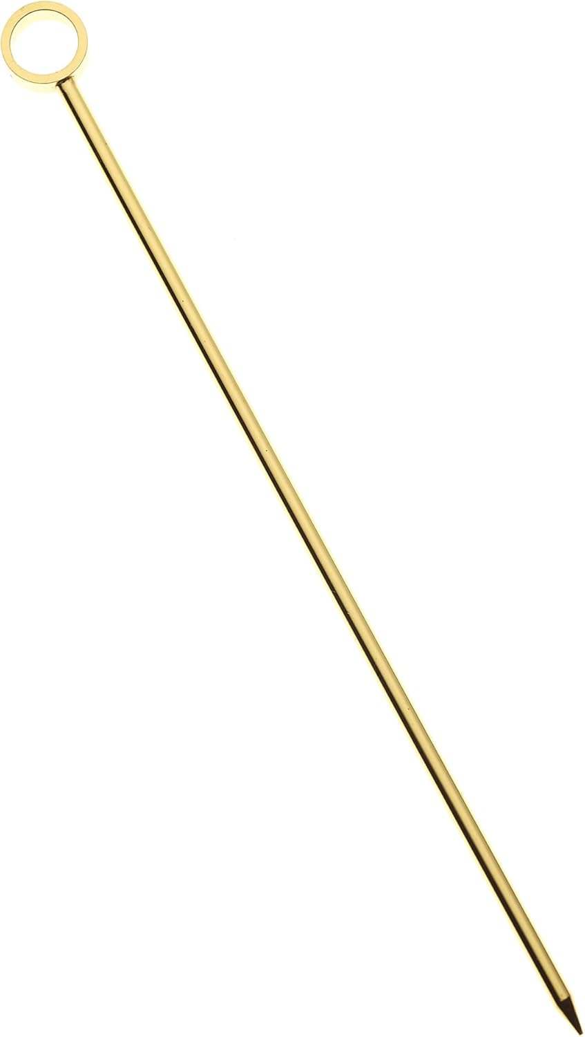 Barfly Cocktail Picks, Circle, Gold Plated, Set 12, 4.5"