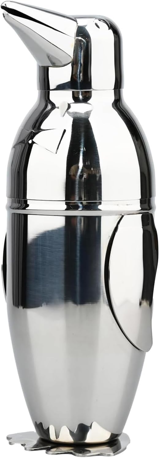 Penguin Cocktail Shaker with Strainer, Bar Essentials, Bartender Shaker and Strainer Set, Stainless Steel Shaker Bottle, 17 oz