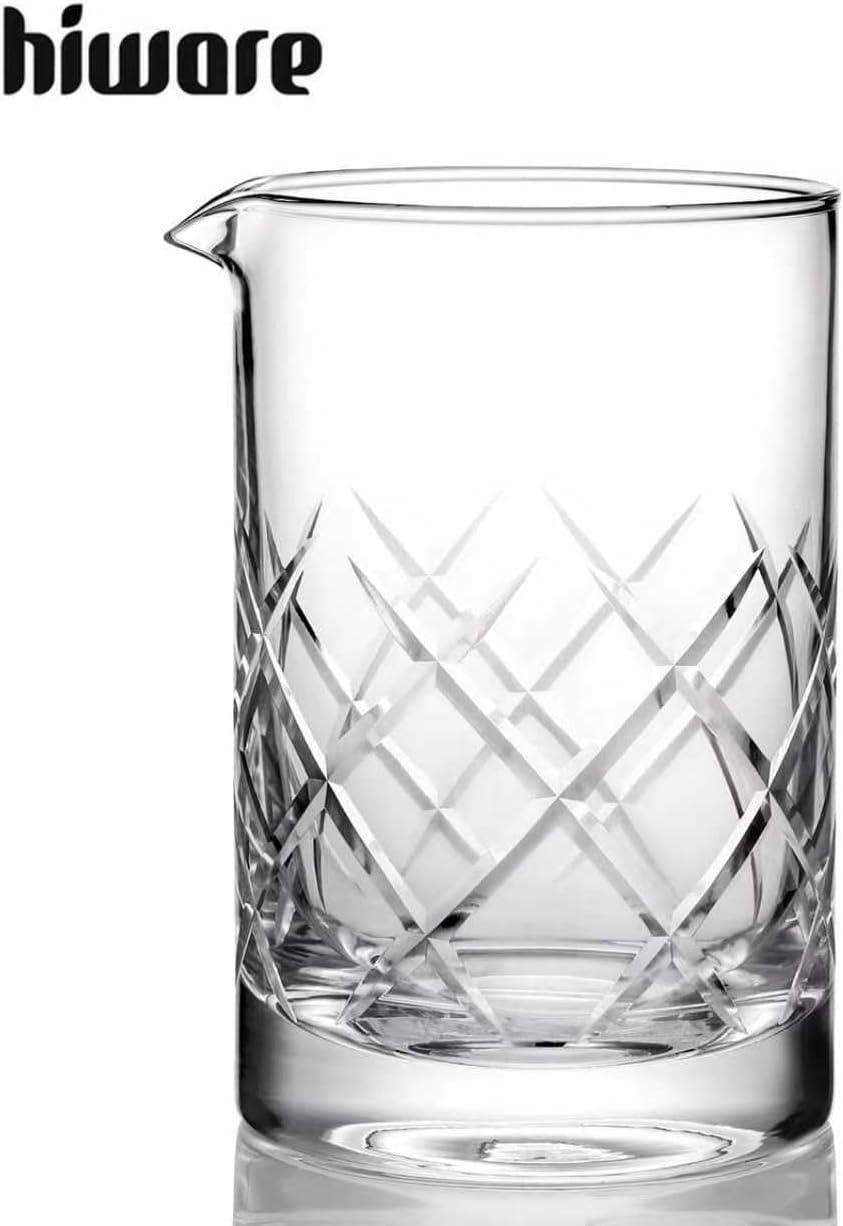 Hiware Professional 24 Oz Cocktail Mixing Glass, Thick Bottom Seamless Crystal Mixing Glass