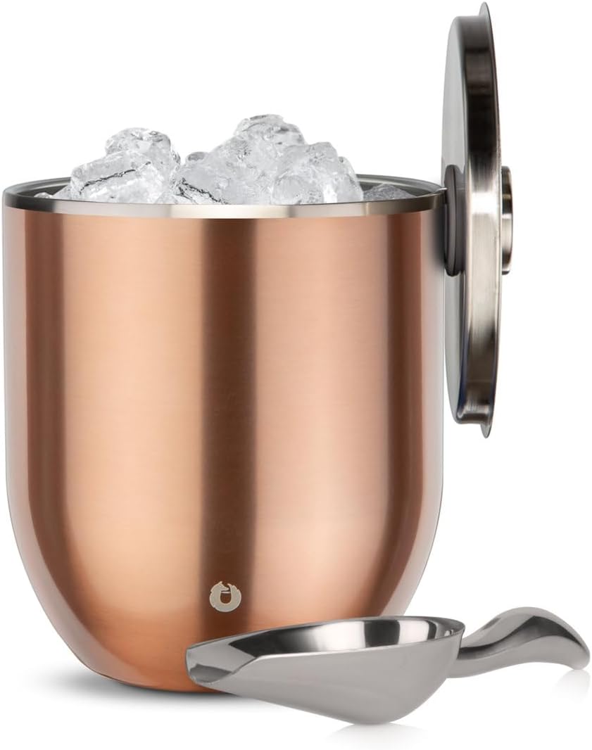 Snowfox XL - Insulated Ice Bucket with Lid/Scoops, Premium Vacuum Insulated Stainless Steel Ice Buckets for Parties, Ice Box, Home Bar Accessories, Parties Supplies, Bar Decor, 7L - Gold / 3.0 liters