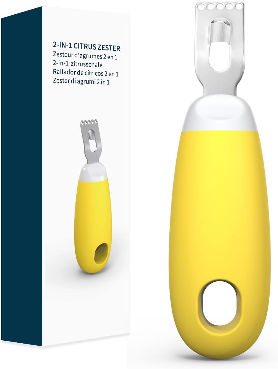KITCHENDAO Citrus Lemon Peeler Zester Tool to Save Effort, Ultra Sharp Lemon Rind Twist Peeler Tool Bar Bartender Lime Stripper for Cocktails Kitchen, Yellow - Yellow