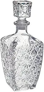 Chefcaptain Liquor Decanter Bottle With Stopper, Lead-Free Glass, Crystal Cut Design, 760ml (26 Oz), Dishwasher Safe, Clear
