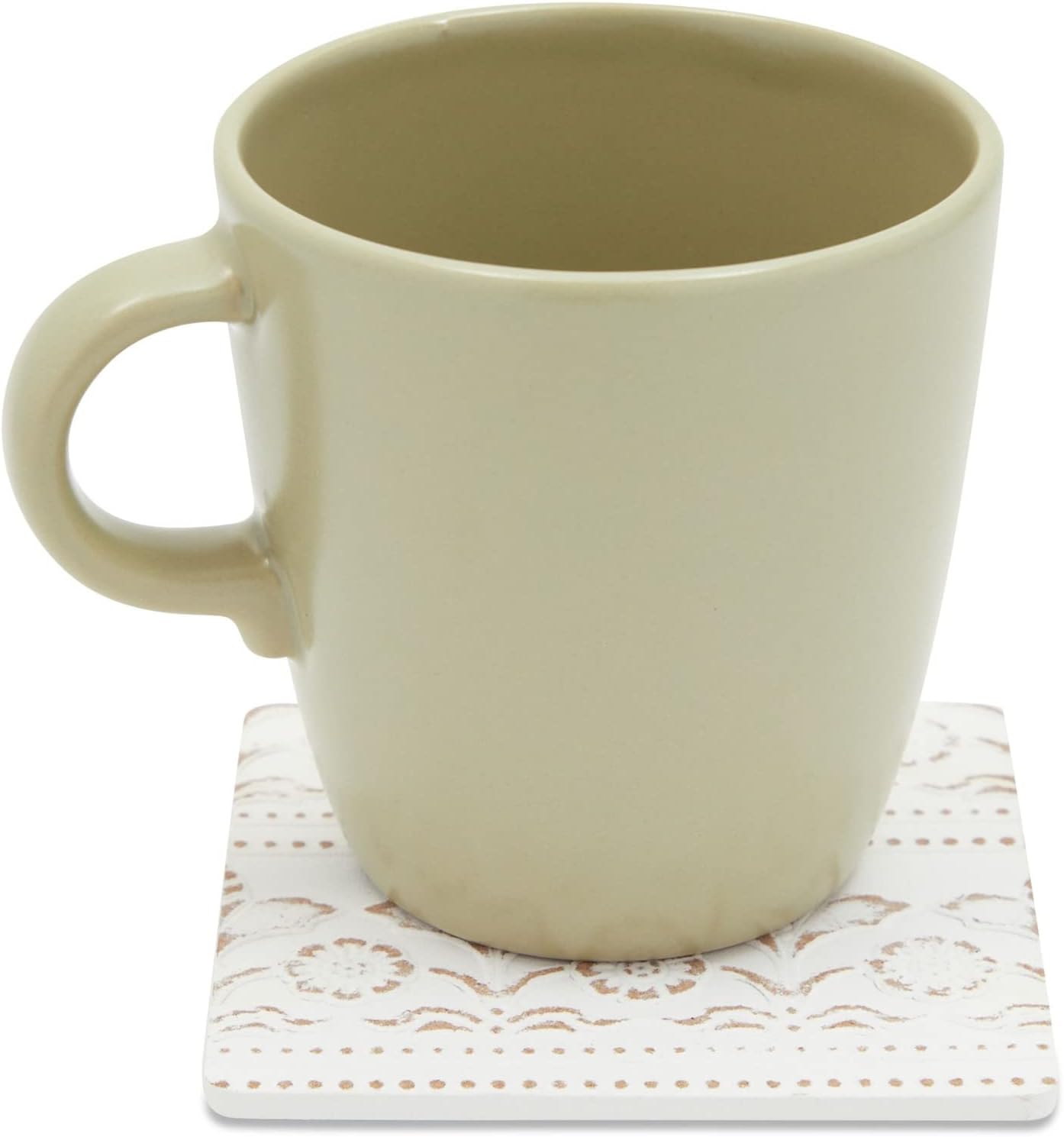 Juvale Wooden Coasters Set of 6-3.8 in, White, Square, Farmhouse Style - Coaster Holder for Coffee Table & Bar Decor - Kitchen & Living Room Decor