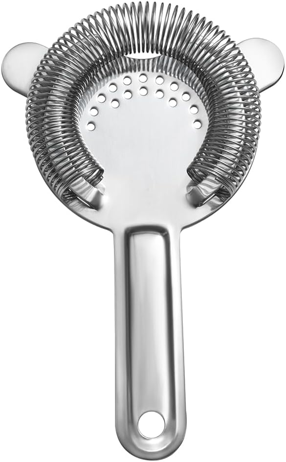 Etens Cocktail Strainer for Drinks, Bar Strainers for Bartending, Martini Strainer for Boston Shaker Mixing Glass, Bartender Hawthorne Strainer w/Removable Spring– Stainless Steel, Silver