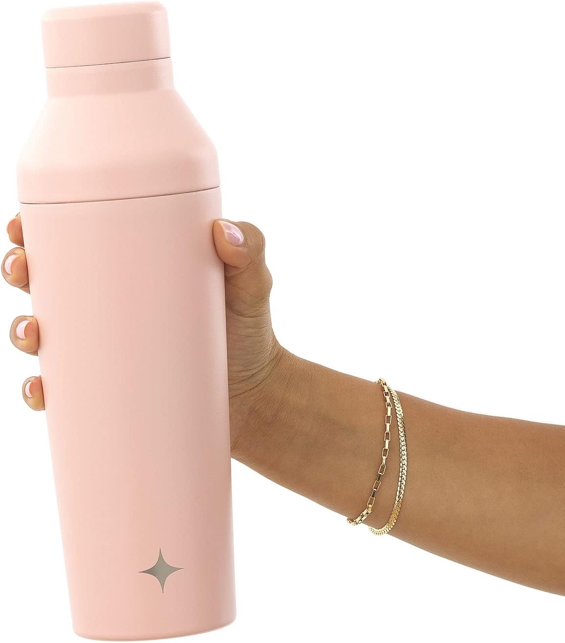 JoyJolt Triple Insulated Cocktail/Protein Shaker Bottle. 20oz Shaker Cup with Alcohol Measure Lid and Jigger Cap. 12hr Ice Cold Bottle for Protein Mixes, Shake or Smoothie, Metal Mixer