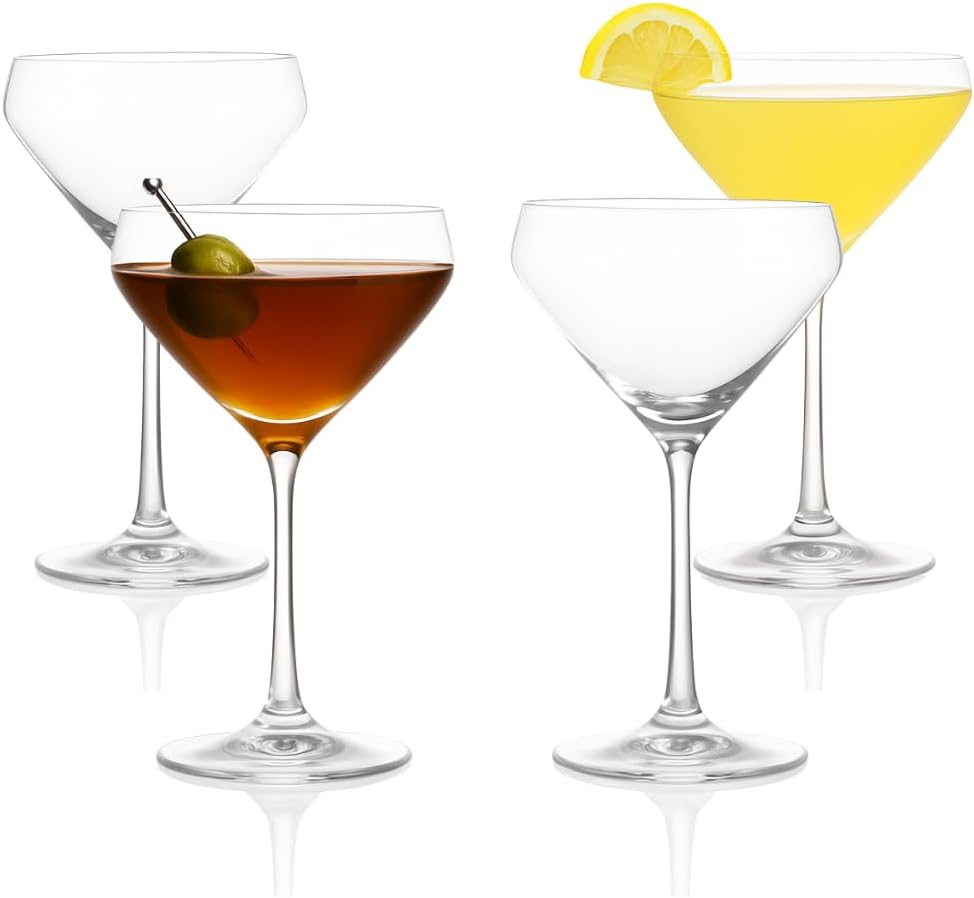 LEMONSODA Hand Blown Nick & Nora Classic Martini Glasses, Set of 2 - Set of 4