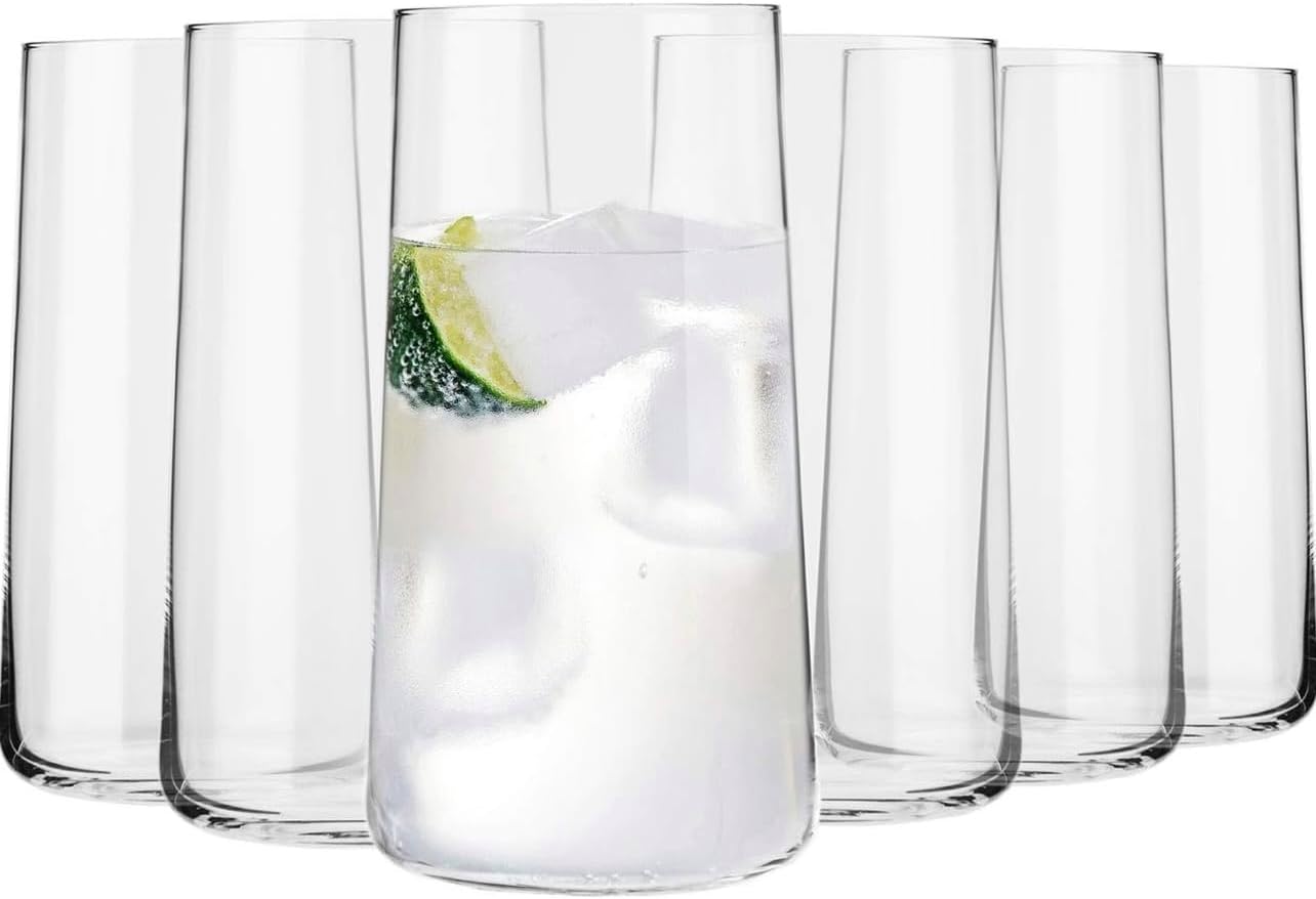 Krosno Tall Water Glasses, Set of 6, 18.3 oz, Avant-Garde Collection, Lightweight Crystal Glass, Perfect for Everyday, Dishwasher Safe, Made in Europe