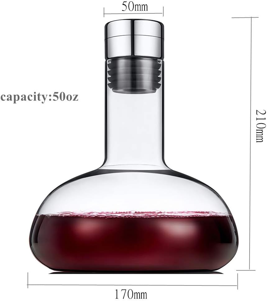 Circulation Wine decanter 50oz Wine Carafe with lid,100% Hand Blown Crystal Aerator decanter,Superior Red Wine Decanter Gift For Wine Accessories