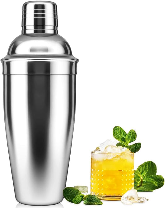 Cocktail Shaker,24oz Drink Mixer with Built-in Strainer for Mixing Drinks Margaritas,Beginner Friendly Stainless Steel Mixer Bar Utensil Tool