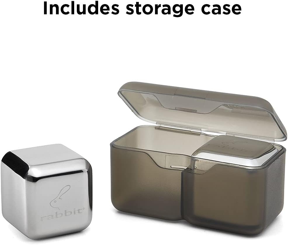 Rabbit Jumbo Chilling Stones - Premium Stainless Steel Whiskey Rocks for Chilling Fine Spirits and Beverages, Reusable Drink Cooling Stones with Storage Case