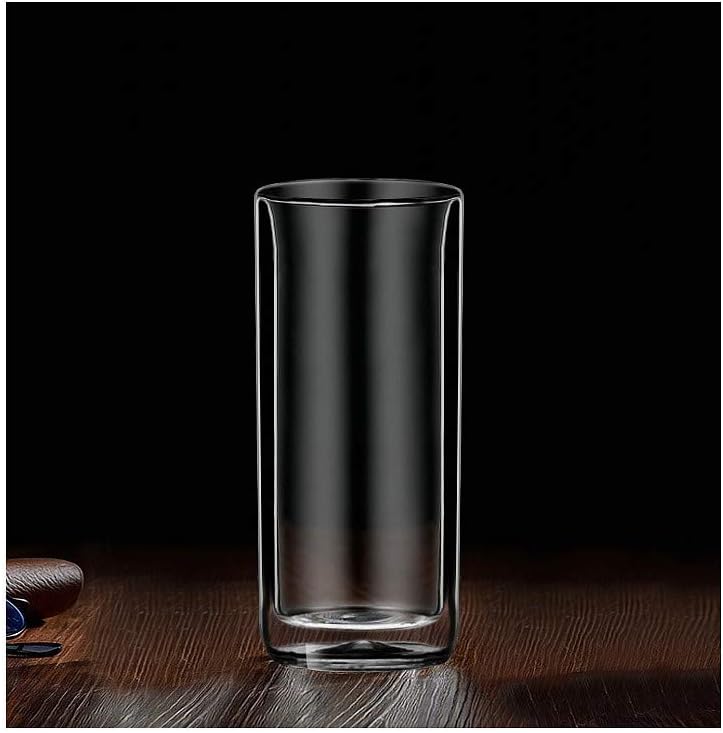 Sun's Tea Double Wall Insulated Glass Tumbler, 16oz (450ml) Highball Glass Cups for Beer, Lemonade, Iced Tea, Tropical Drink, Cocktail, Smoothie, Mojito and Mixed Drinks, Set of 2 - Collins Style