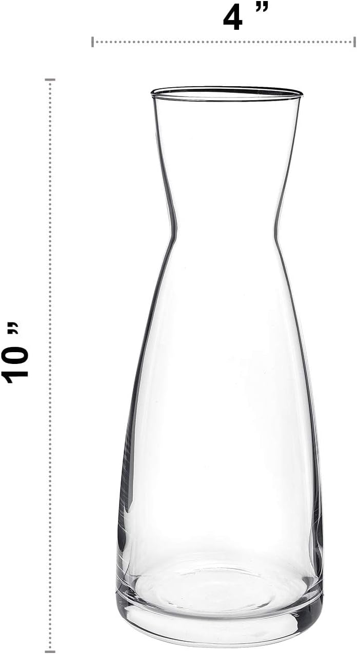 Bormioli Rocco Ypsilon Wine Carafe – Elegant Clear Glass Carafe For Water, Juice, Milk, Coffee, Iced Tea – Wide Mouth Serving Decanter Dispenser For Restaurants & Home Use – Made In Italy 36.5 Ounce