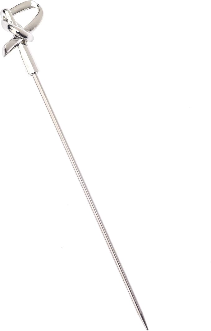 Barfly Cocktail Picks, Grooved, Gold Plated, Set 12, 4.5" - Stainless Steel Bamboo Knot Top