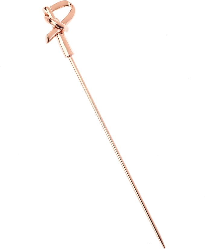 Barfly Cocktail Picks, Grooved, Gold Plated, Set 12, 4.5" - Copper Bamboo Knot Top