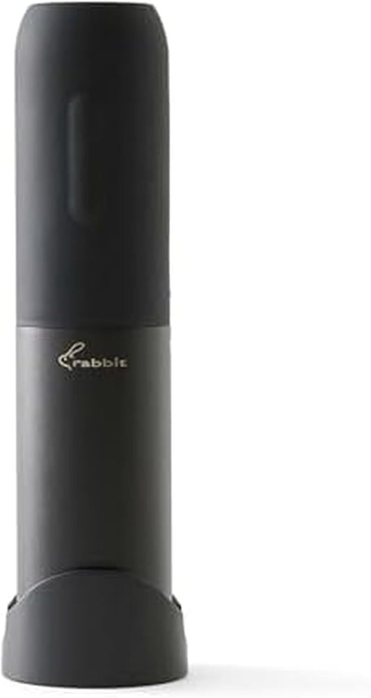 Rabbit Electric Corkscrew Wine Opener - Push Button Automatic Bottle Opener, Compact Design, Opens Bottles Quietly, Stores Vertically or Horizontally, Black