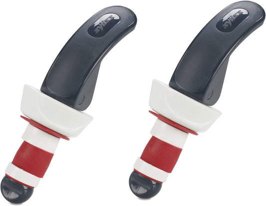Zyliss Easy Seal Bottle Stoppers – Leak-Proof Wine and Champagne Stoppers with Long Easy-Lock Handle, Comfortable Grip, Airtight Seal, Modern Design in Gray and Red, Durable and Dishwasher Safe