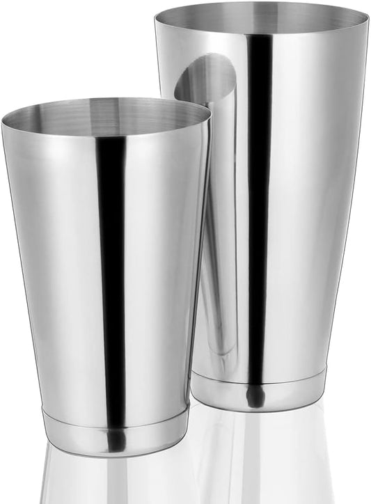 Etens Cocktail Shaker Tins Set Stainless Steel, Pro Bar Style Boston Shakers Bartending, Two Piece Martini Shaker Cup Drink Mixer for Bartender – Silver Bar Tools Weighted Metal Shaking Tin - Silver
