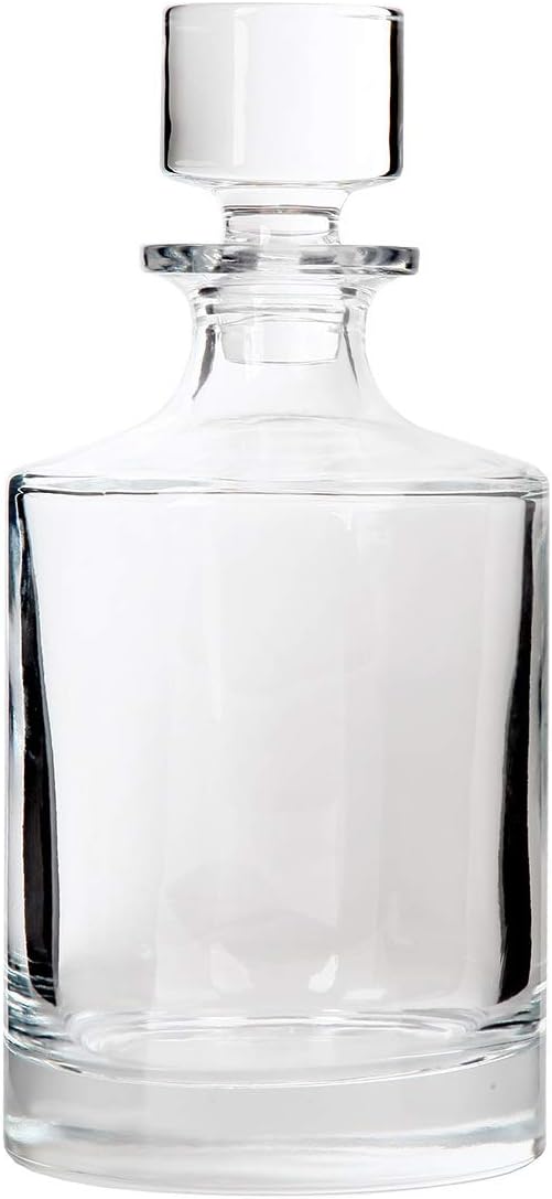 Lily's Home Glass Decanter with Stopper - 26 Oz Whiskey Decanter for Bourbon, Brandy & Scotch - Elegant Round Design, Lead-Free Crystal Glass - Gift for Men, Dad, Whiskey Lovers